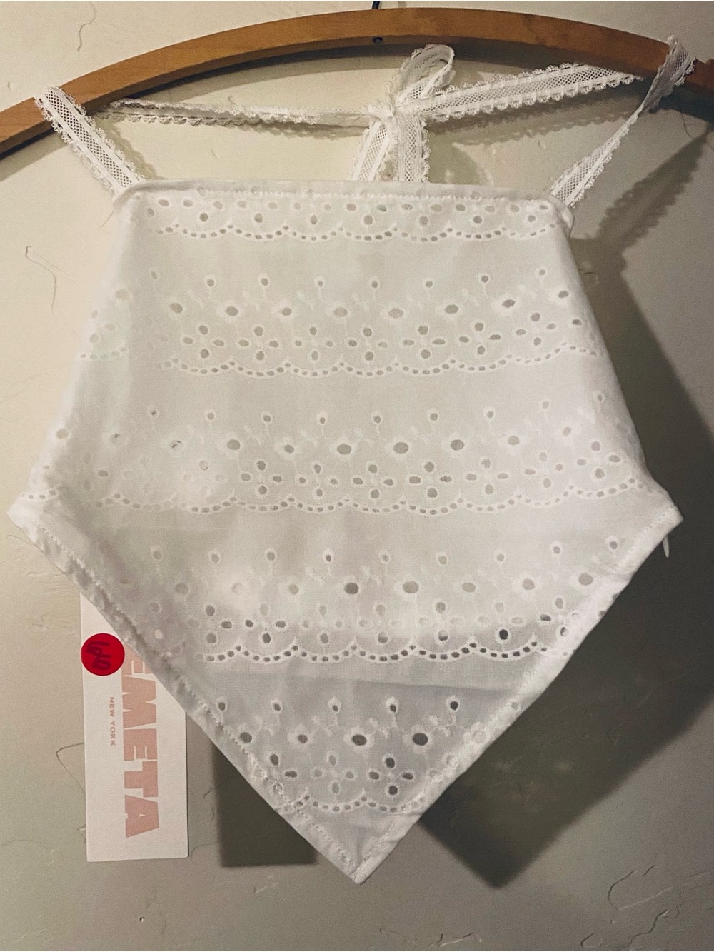 NWT White Eyelet Bandana-Hem Lace Strap Tank